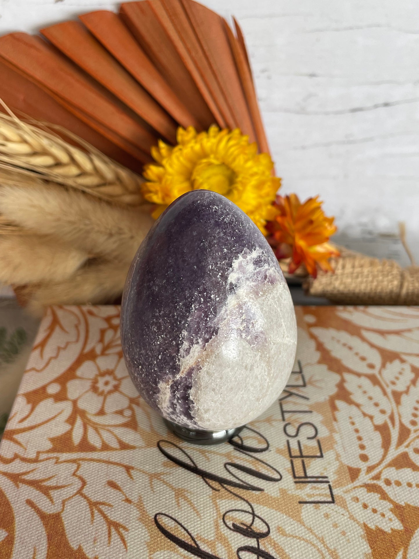 Lepidolite Egg Includes Hematite Ring