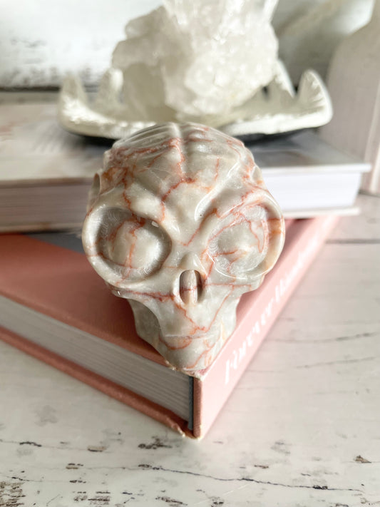 Vein Jasper Alien Skull