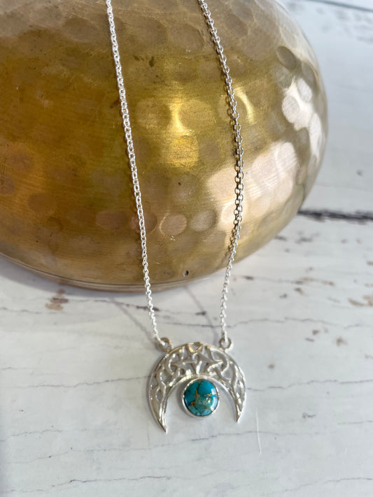 Copper Turquoise Silver Necklace