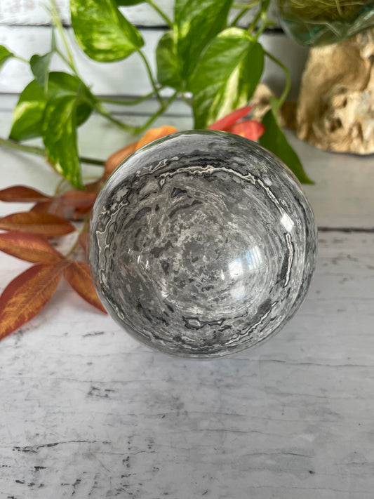 Picasso Jasper Sphere Includes Wooden Holder