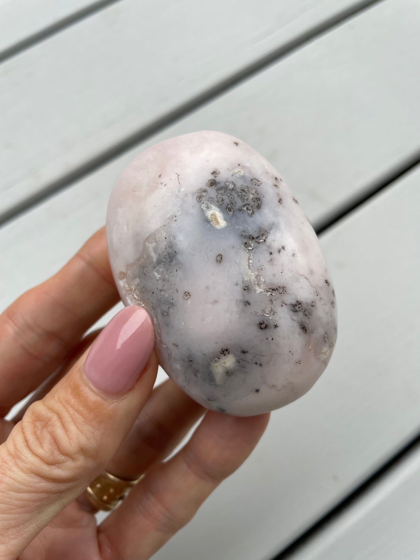 Pink Opal Pillow /Palm Stone