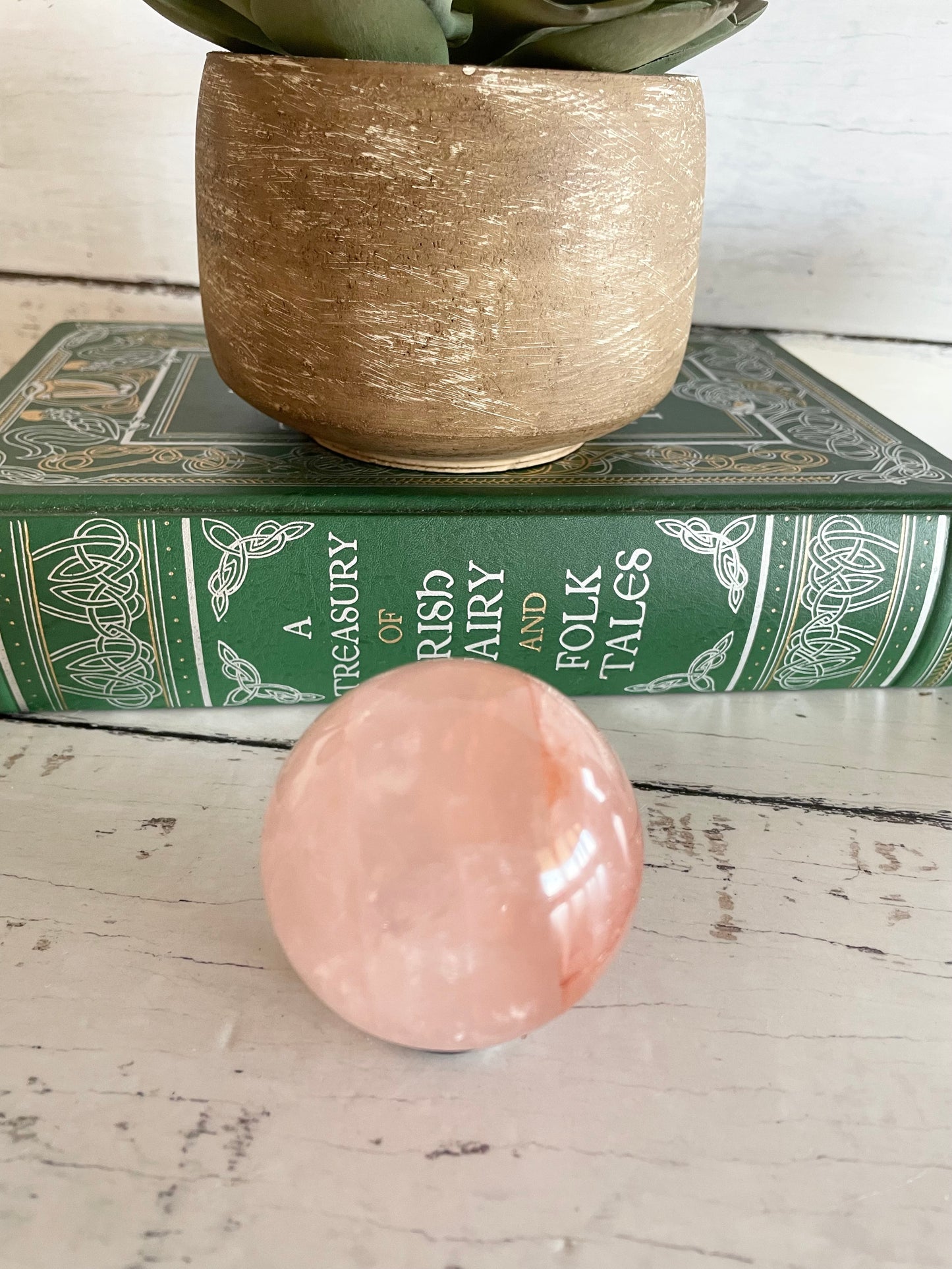 Fire Quartz Sphere Includes Wooden Holder