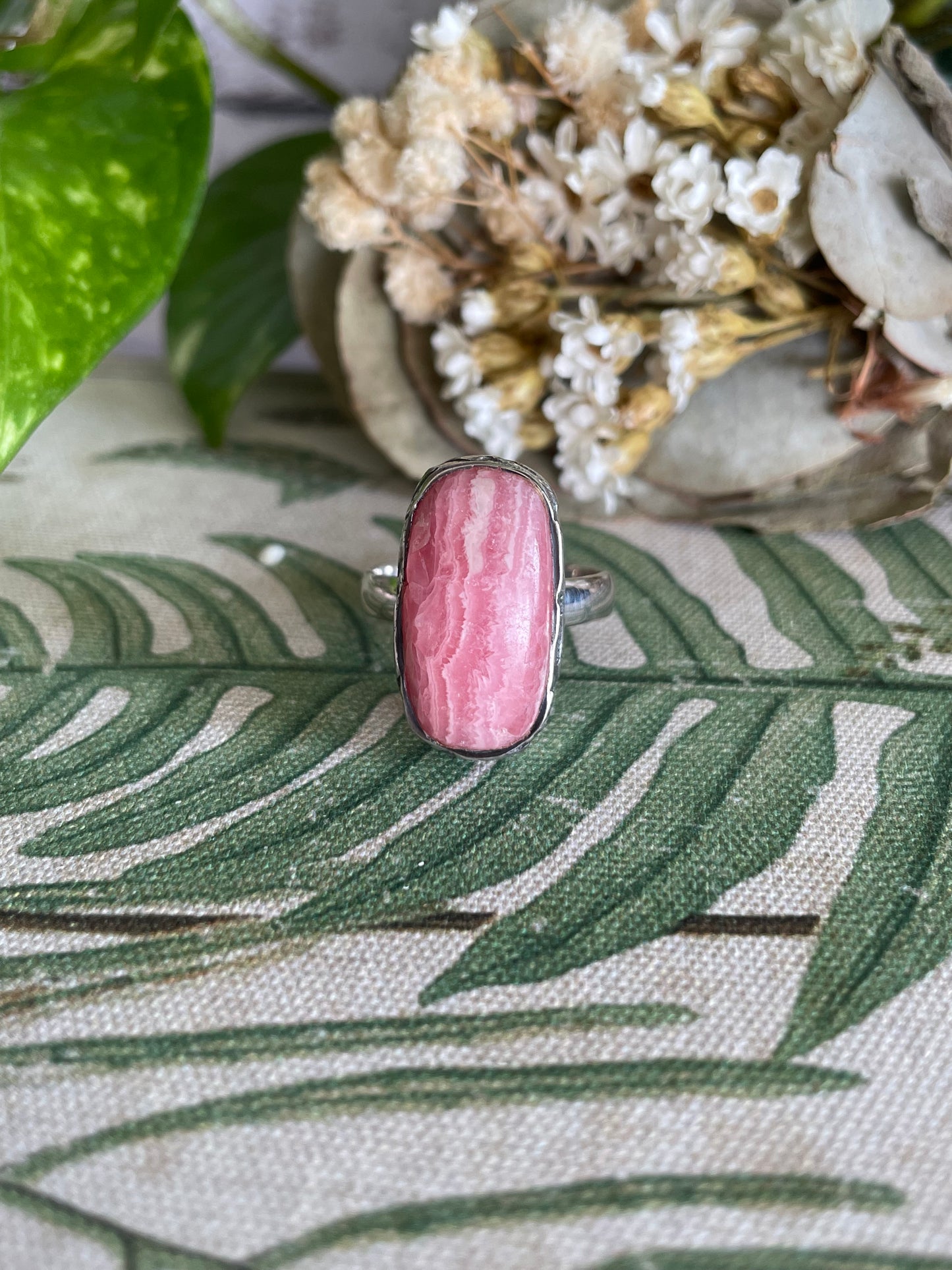 Peruvian Rhodochrosite /Inca Rose Silver Ring