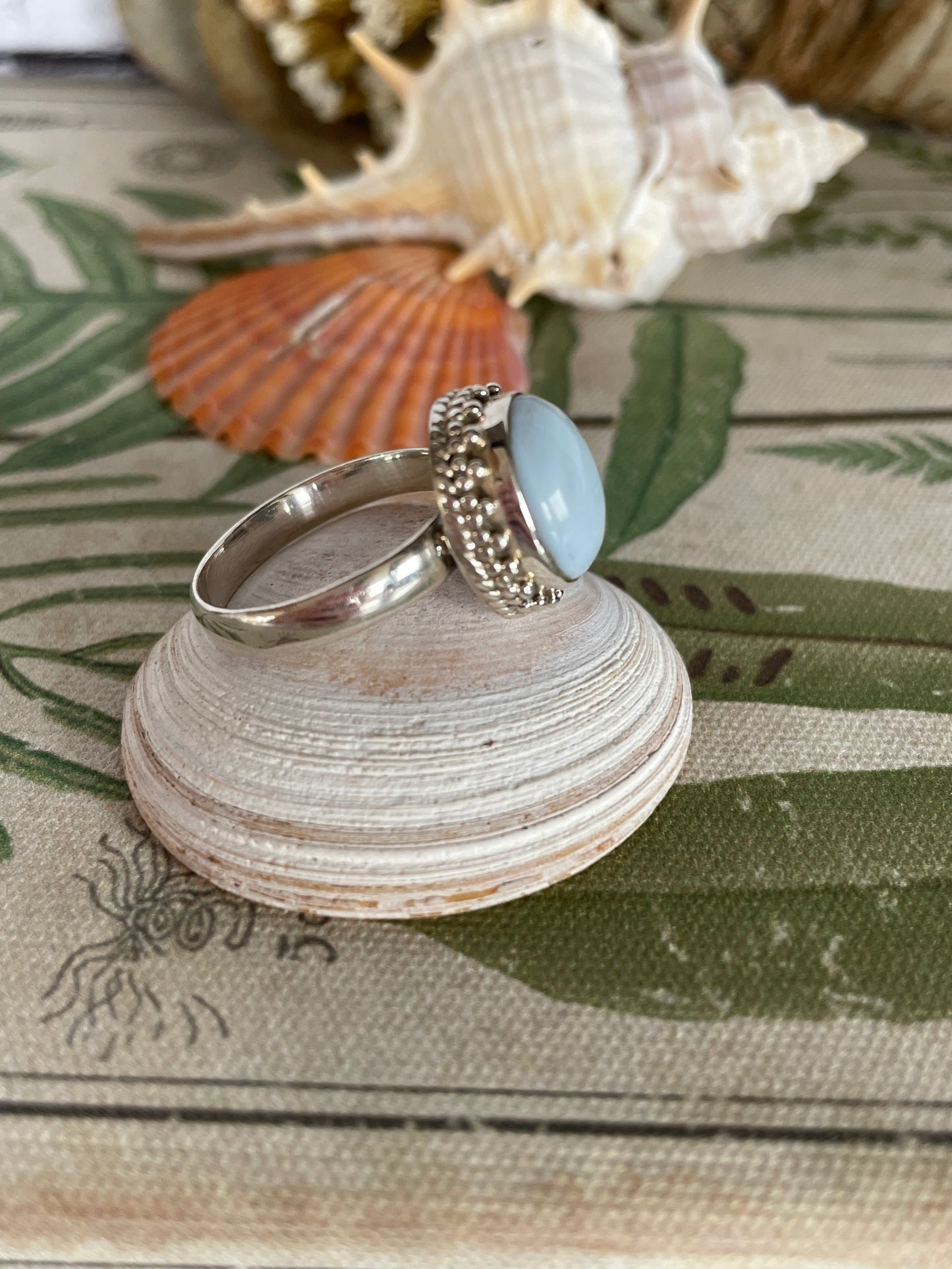 Blue Owyhee Opal Silver Ring