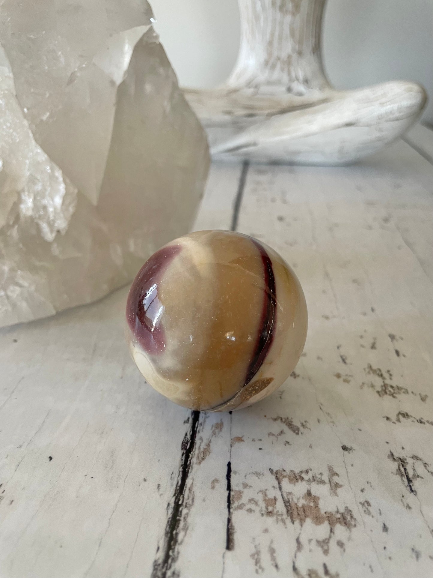 Mookaite Sphere Includes Wooden Holder