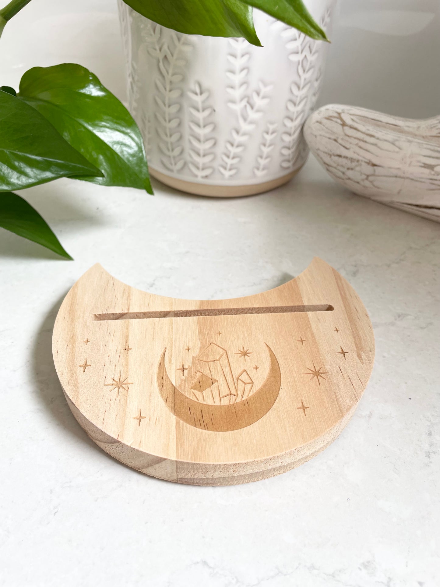 Crescent Moon Tarot/Oracle Card Wooden Holder