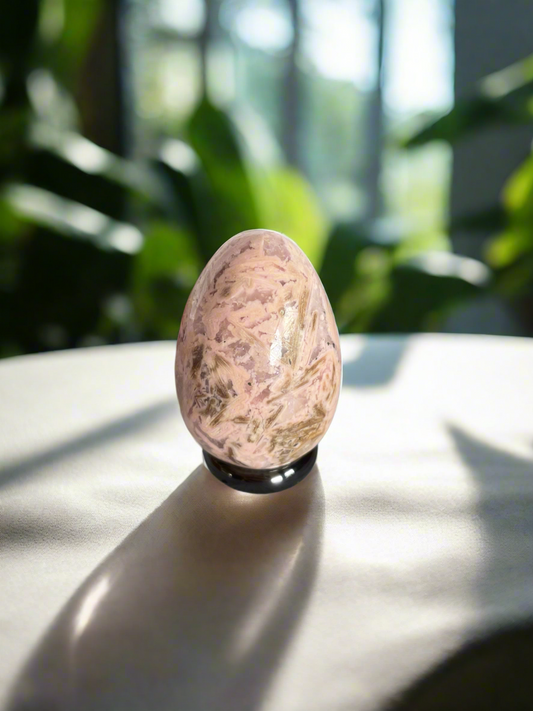 Rhodochrosite Egg with holder
