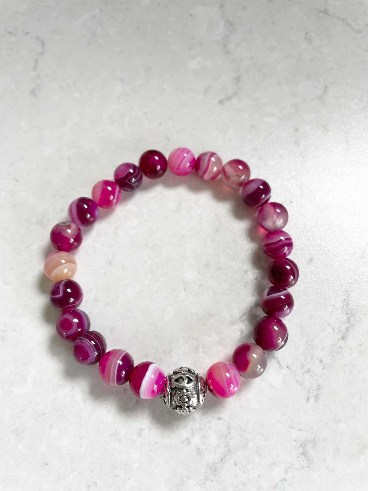 Fuschia Pink Agate Healing Bracelet