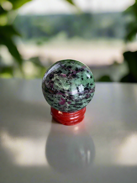 Ruby Zoisite Sphere Includes Holder