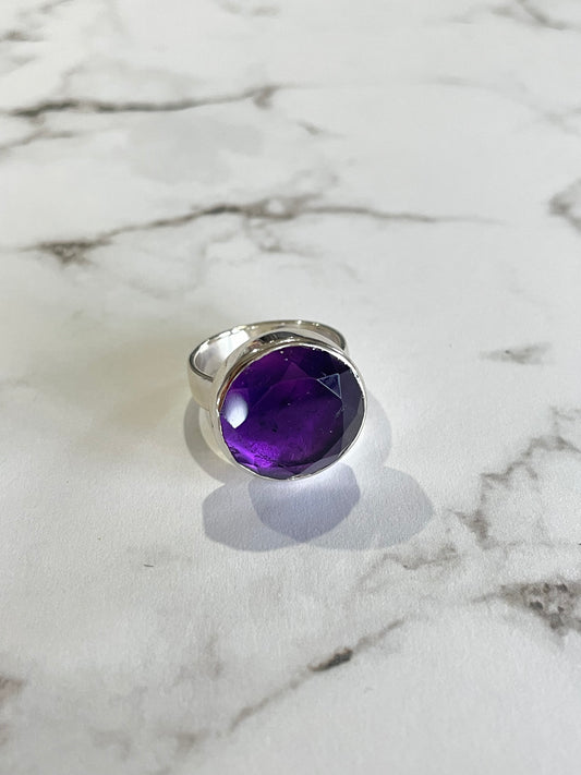 Amethyst Faceted Ring ~ Size 7