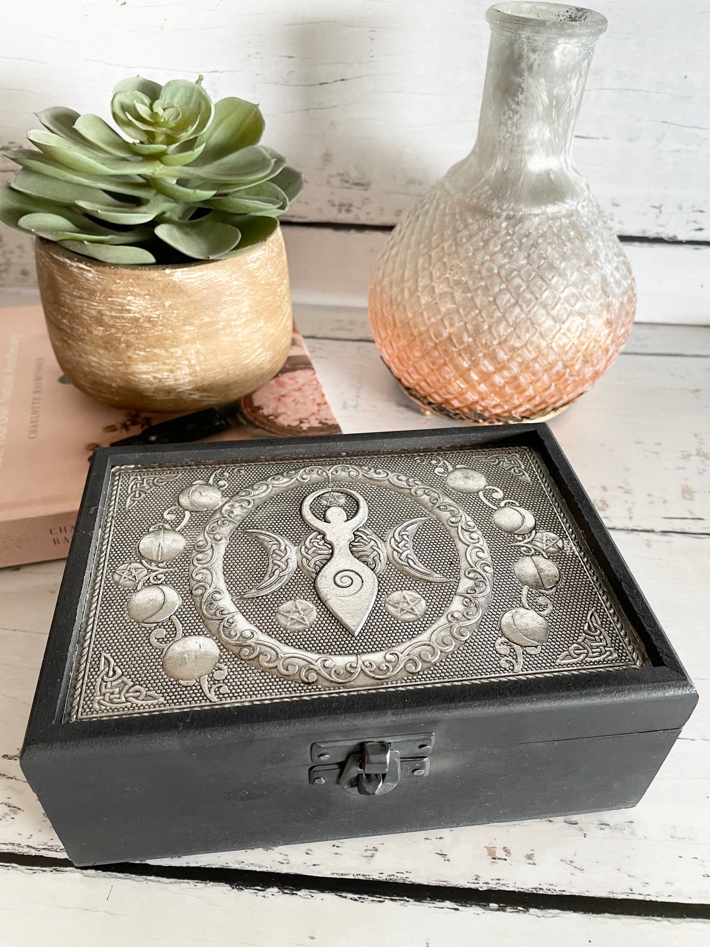 Metal Trinket Box ~ Triple Moon