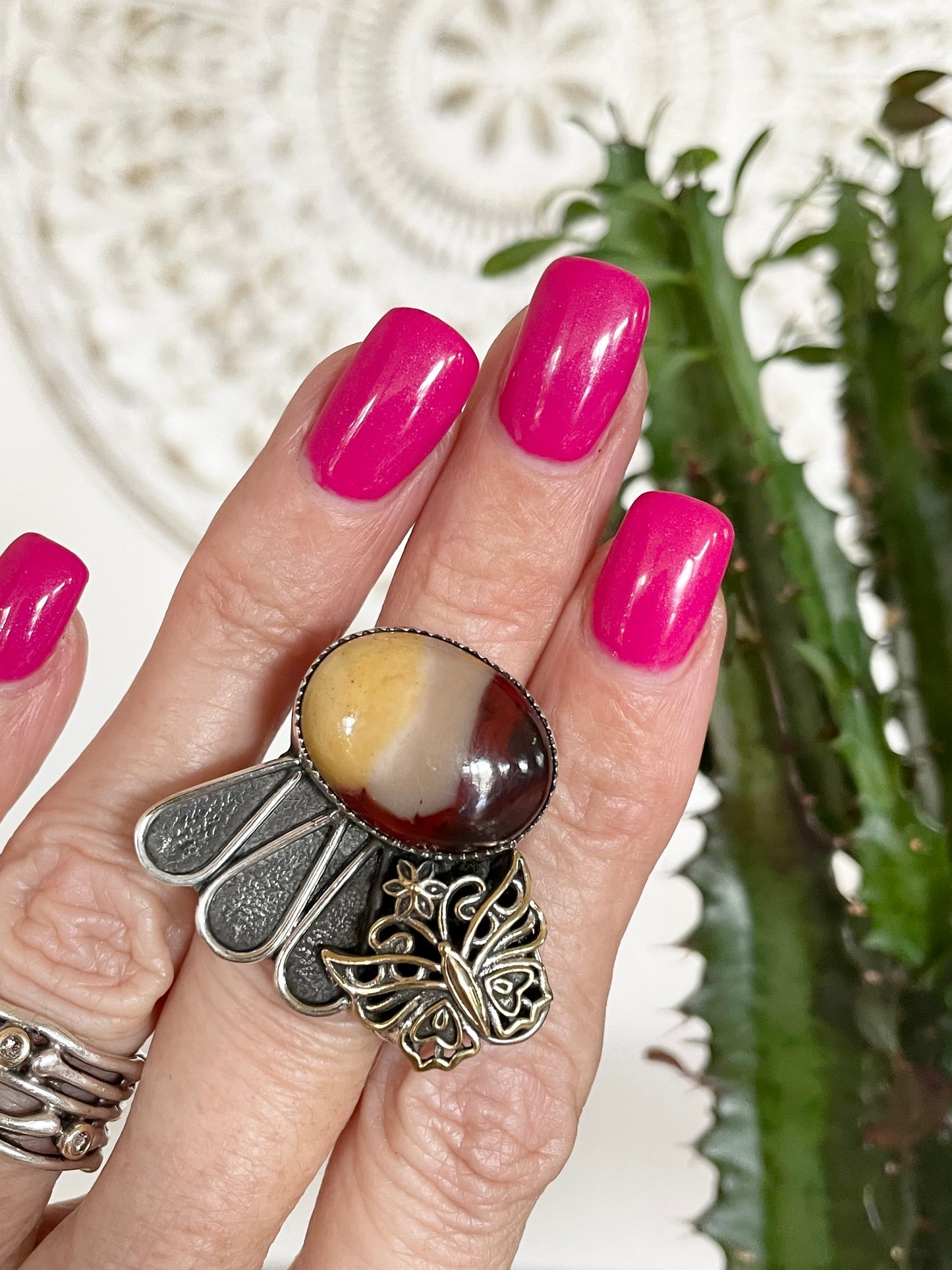 Mookaite adjustable ring ~ sizes 6.5-10
