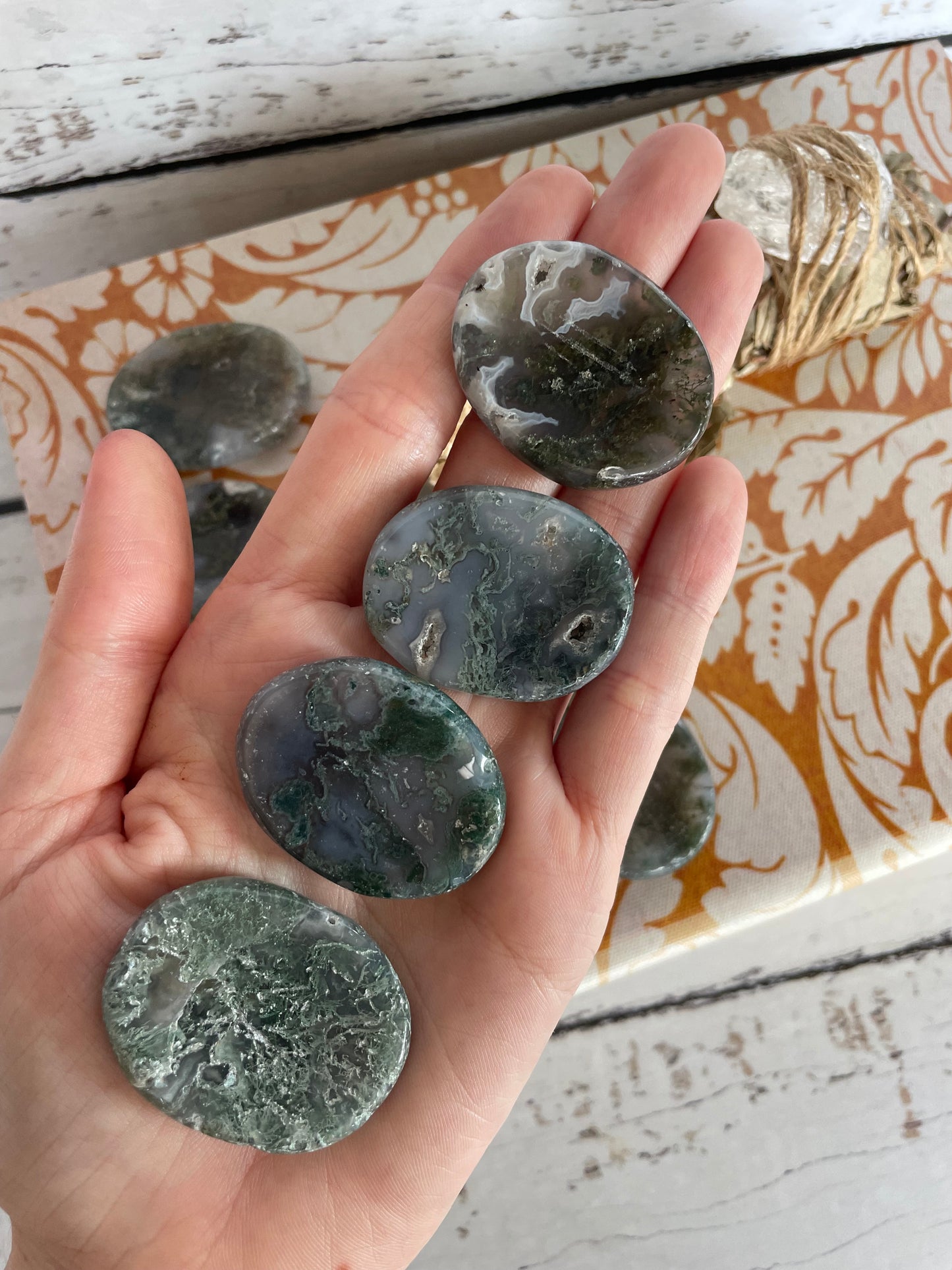 INTUITIVELY CHOSEN ~ Moss Agate Thumb/Worry Stone