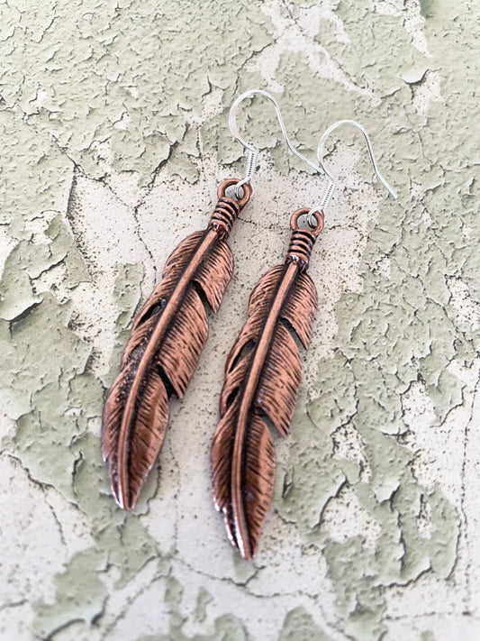 Copper Dangles - Feather Blessings