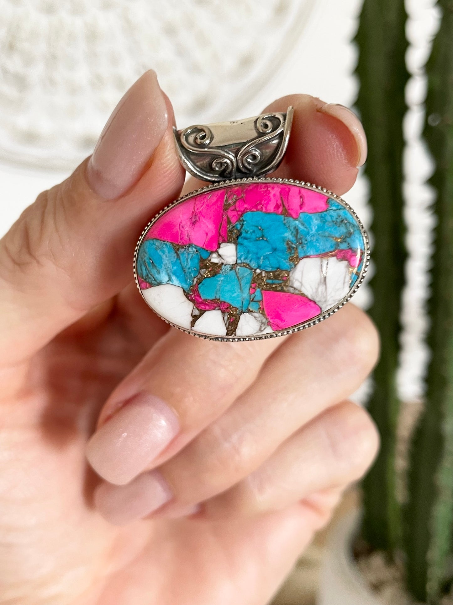 Cotton Candy Kingman Turquoise Pendant