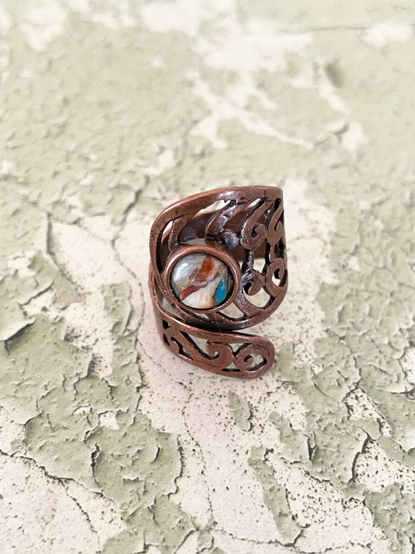 Copper Ring ~ Spiny Oyster size 6-10 adjustable