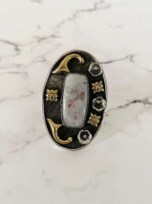 Cinnabar adjustable ring ~ sizes 6.5-10