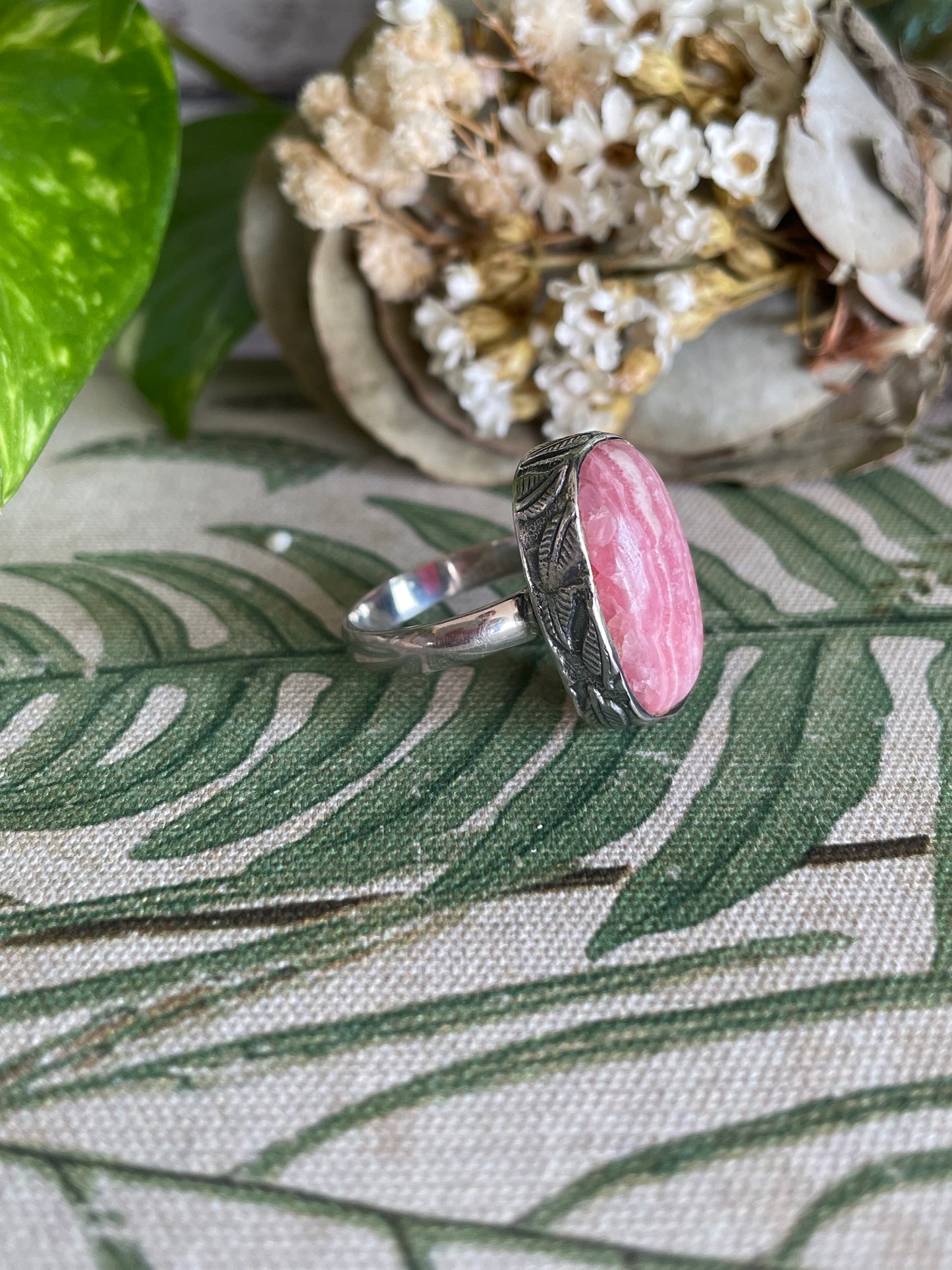 Peruvian Rhodochrosite /Inca Rose Silver Ring