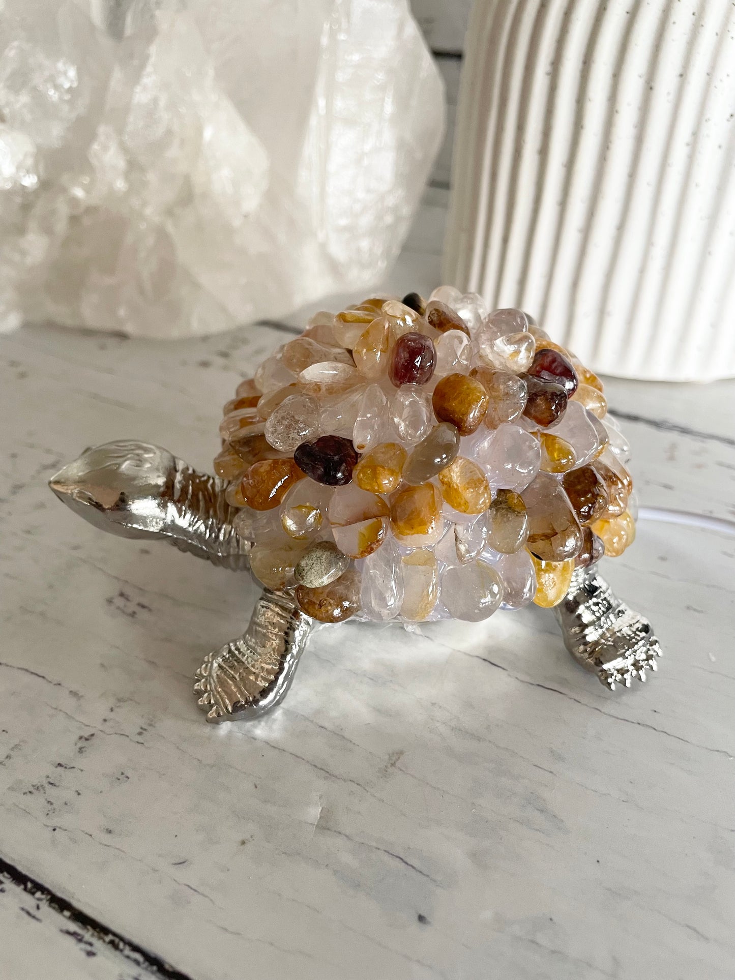 Tortoise Led Lamp ~ Golden Healer Quartz