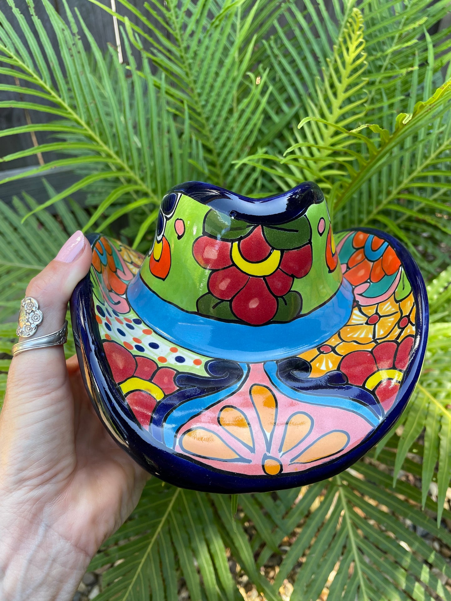 Mexican Talavera Cowboy Hat Planter