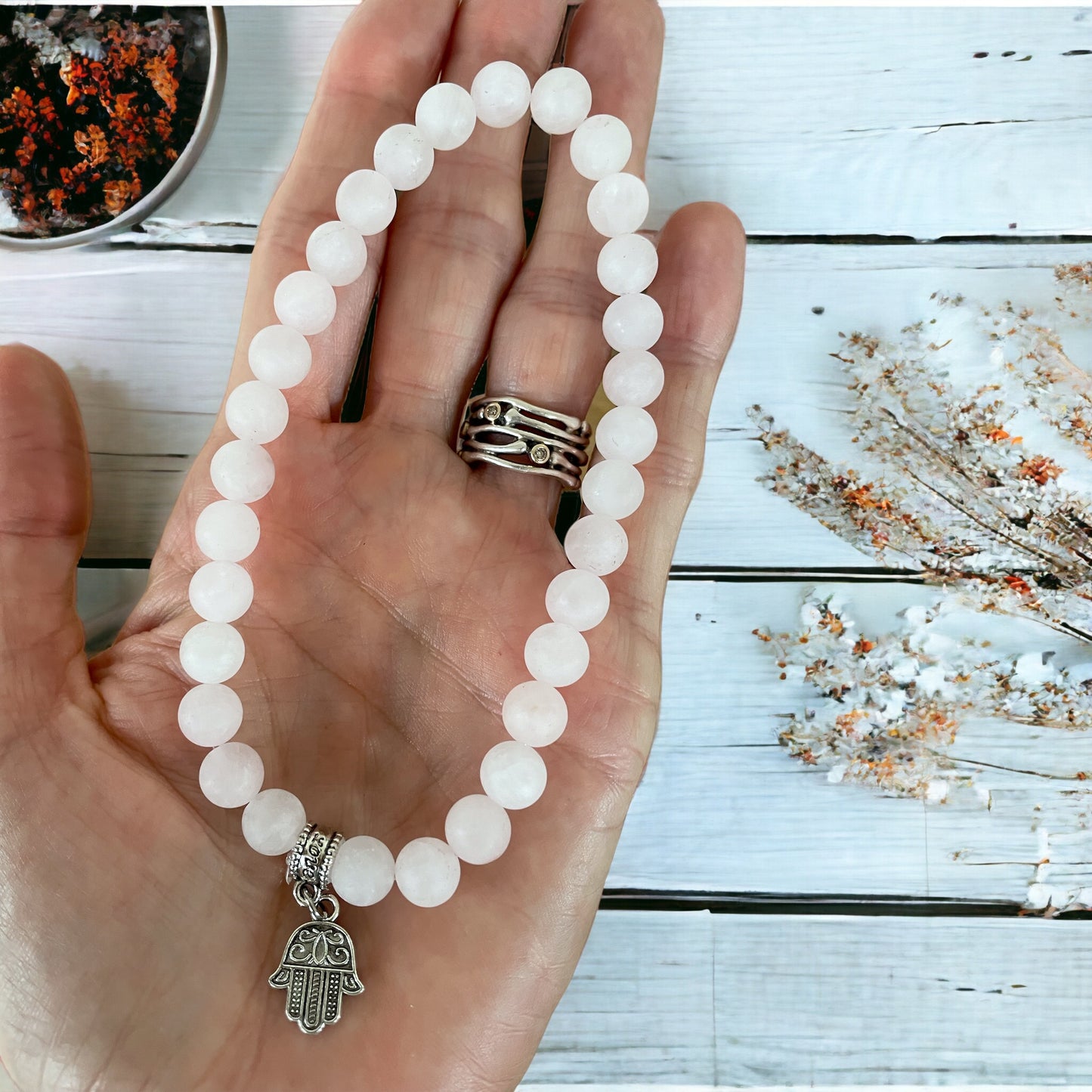 Frosted Rose Quartz Anklet - Harmony