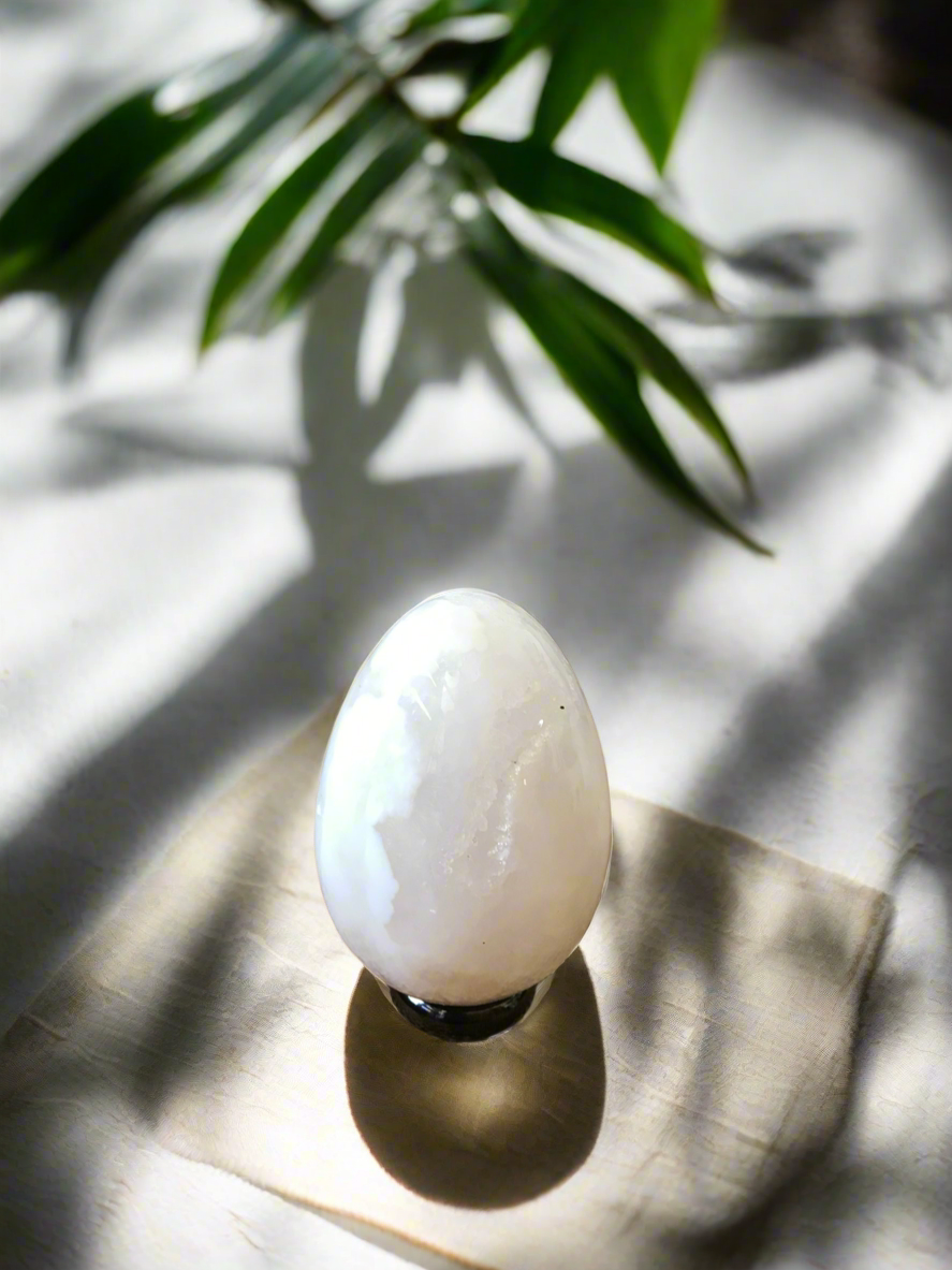 Snow Agate Egg with holder