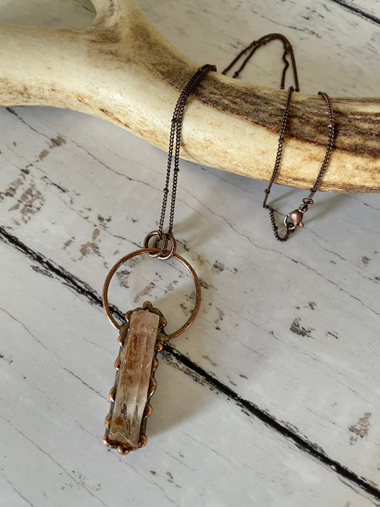 Copper Electroplated Necklace ~ Quartz