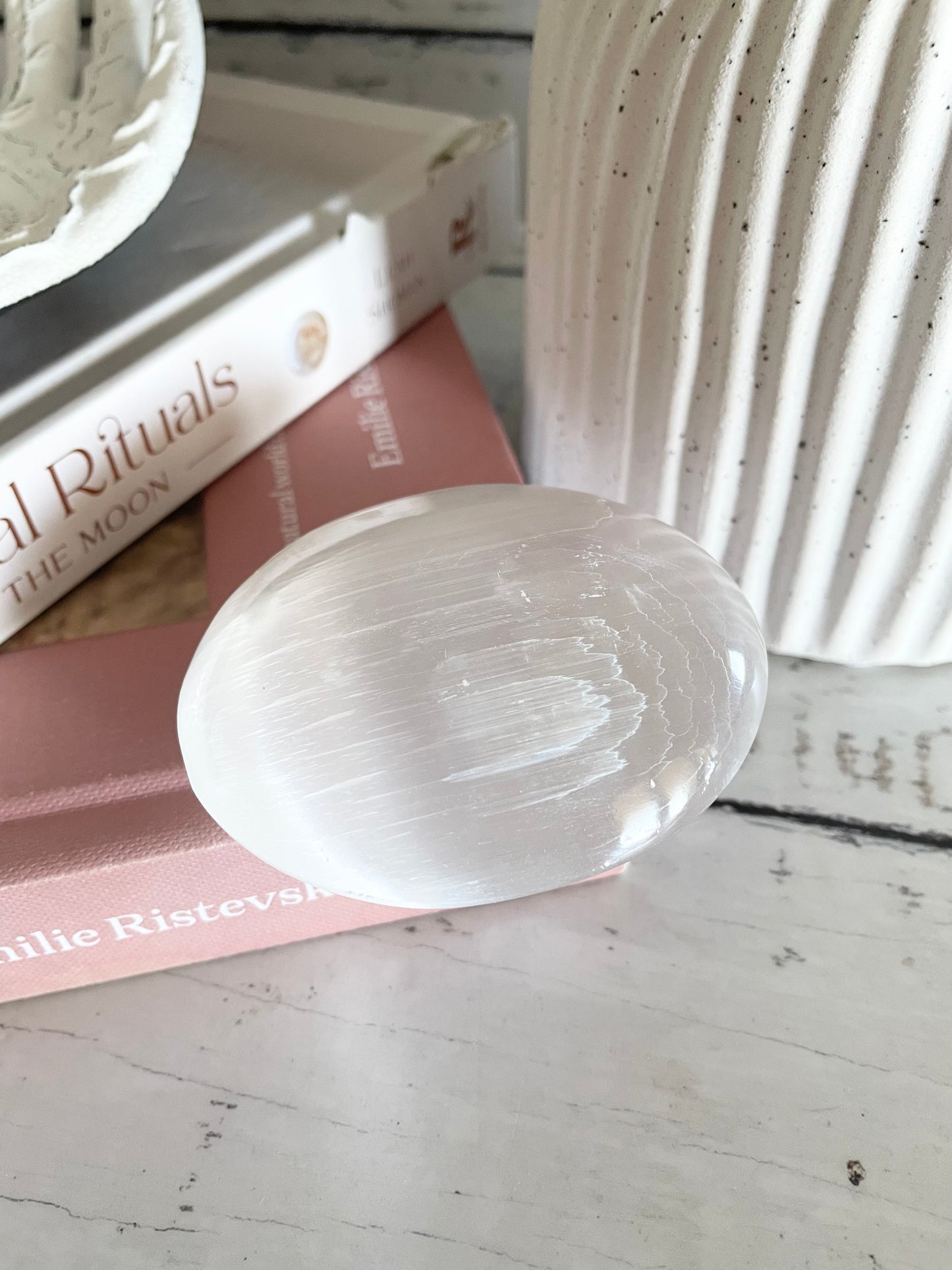Selenite Palm Stone