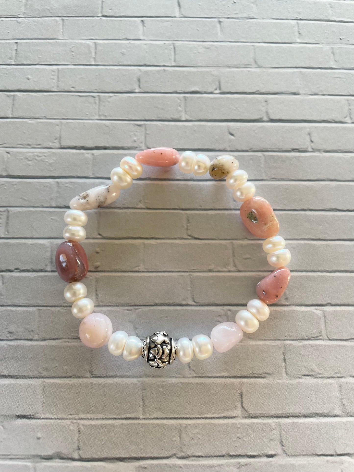 Pearl & Pink Opal gemstone Bracelet