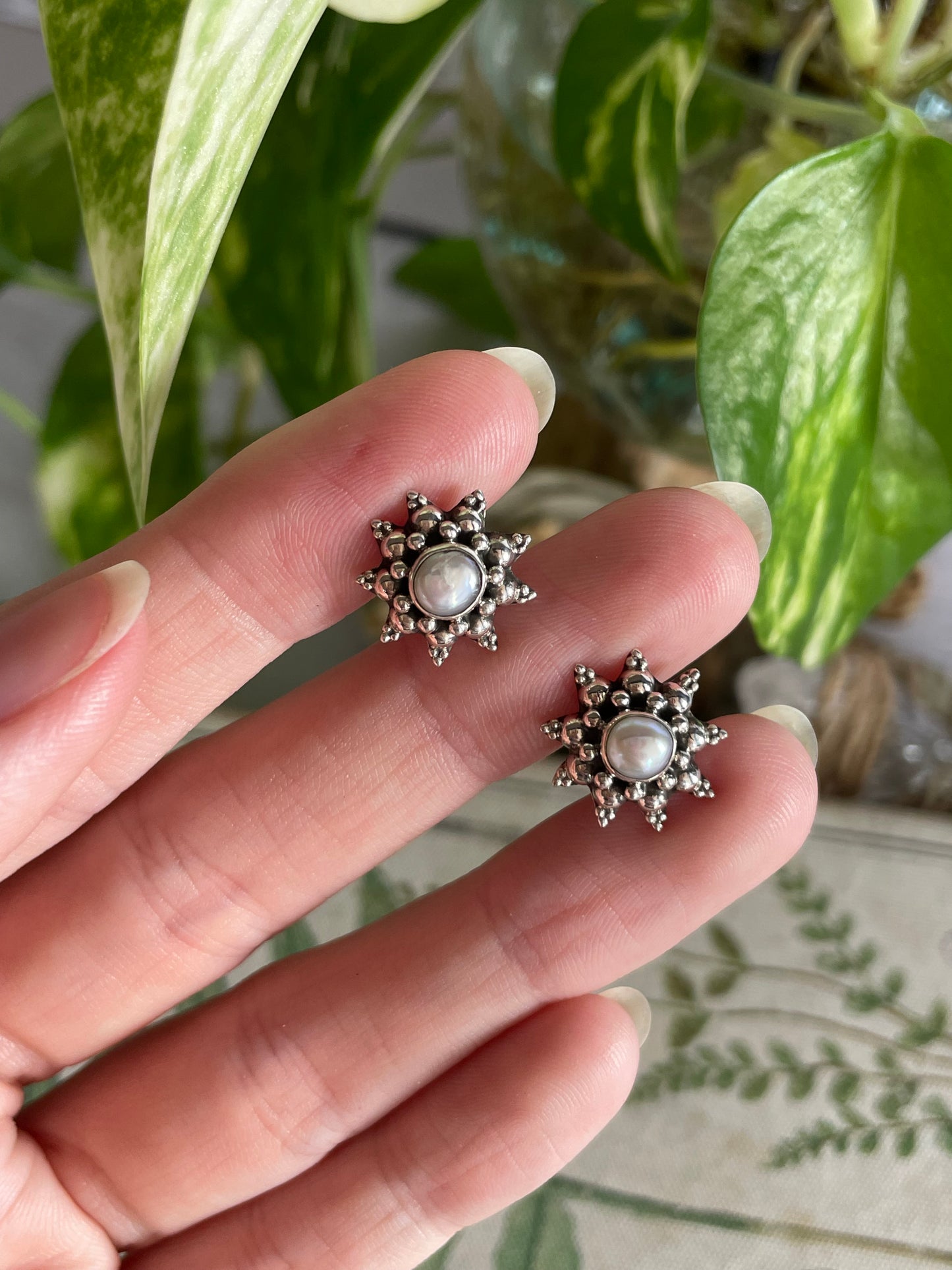 Pearl Silver Studs ~ Serenity