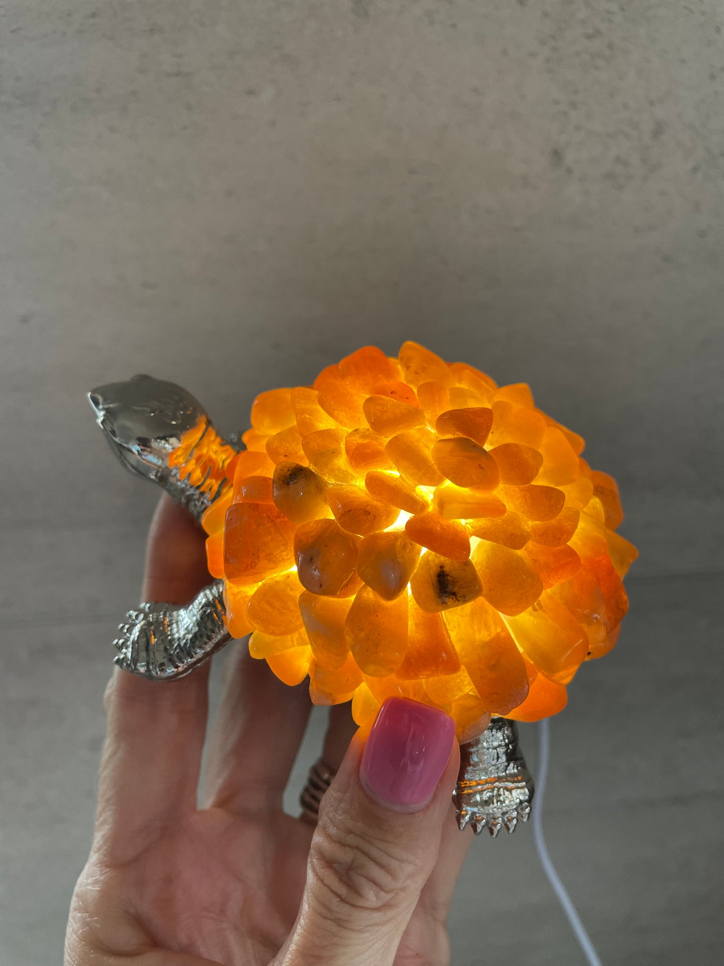 Tortoise Led Lamp - Peach Moonstone