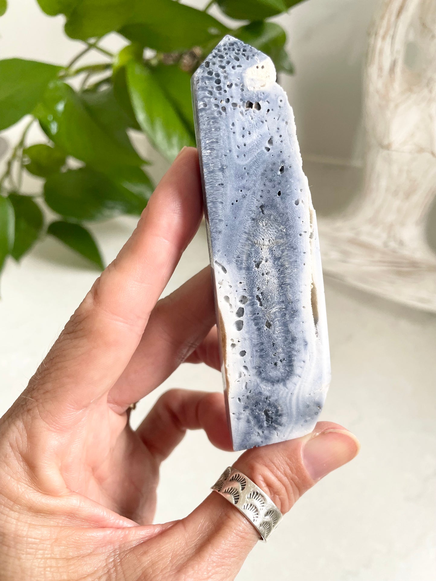 Blue coral jade Obelisk