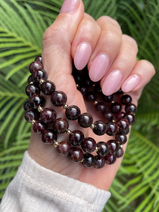 Garnet with Gold Healing Bracelet