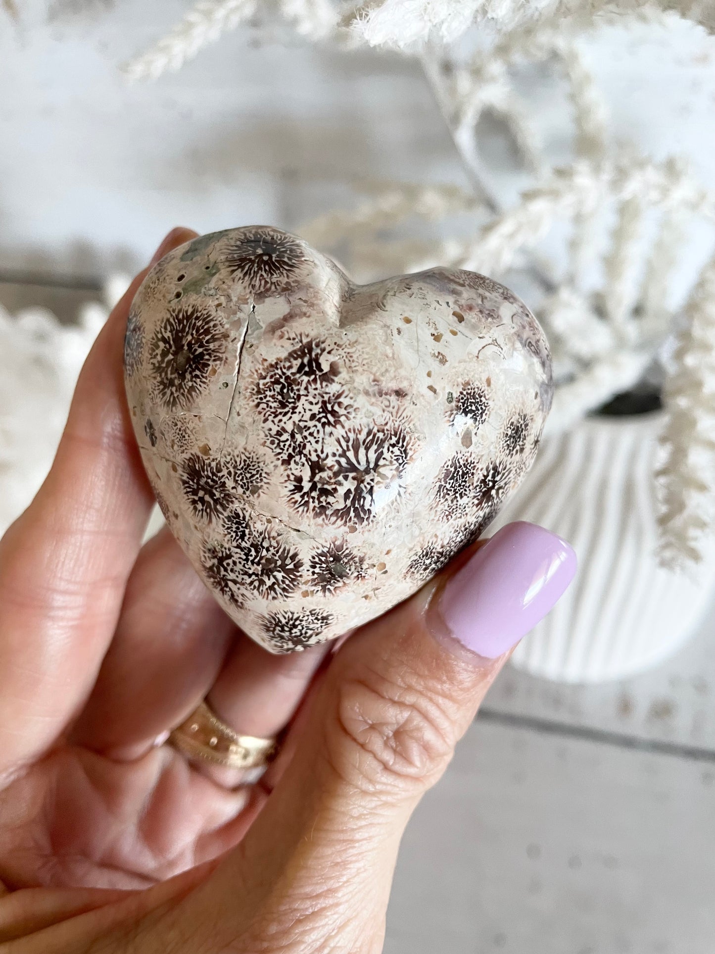 Green Flower Jasper/Rhyolite Heart