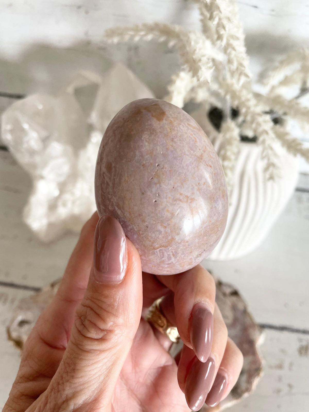 Phosphosiderite /Hope Stone Egg with holder
