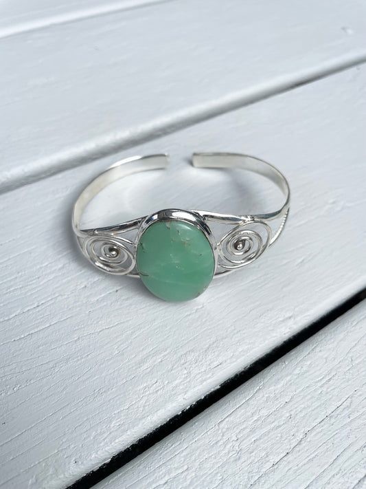 Chrysoprase silver cuff