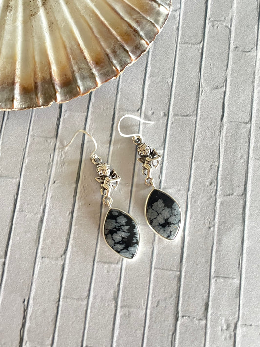 Snowflake Obsidian Dangles