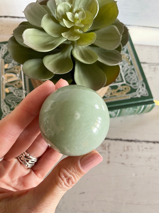 Green Aventurine Sphere Includes Wooden Holder