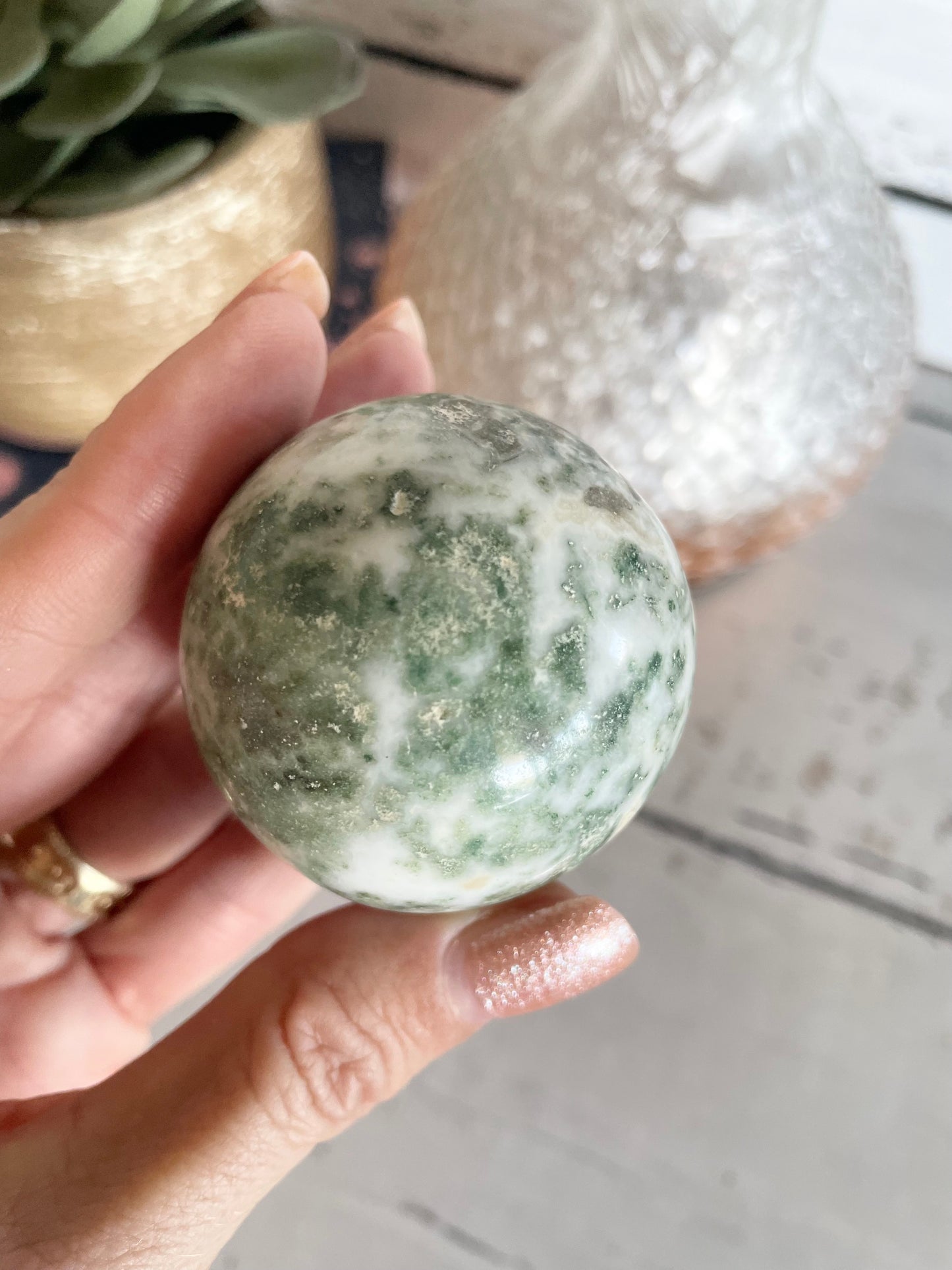 Tree Agate Sphere Includes Holder