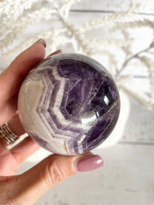 Chevron Dream Amethyst Sphere Includes Holder