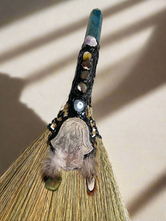 Crystal Feather Besom ~ Apatite