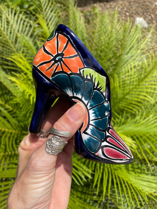 Mexican Talavera Pottery Planter ~ High Heel