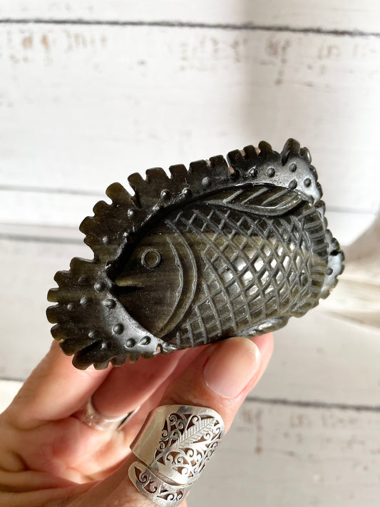 Golden Obsidian Fish