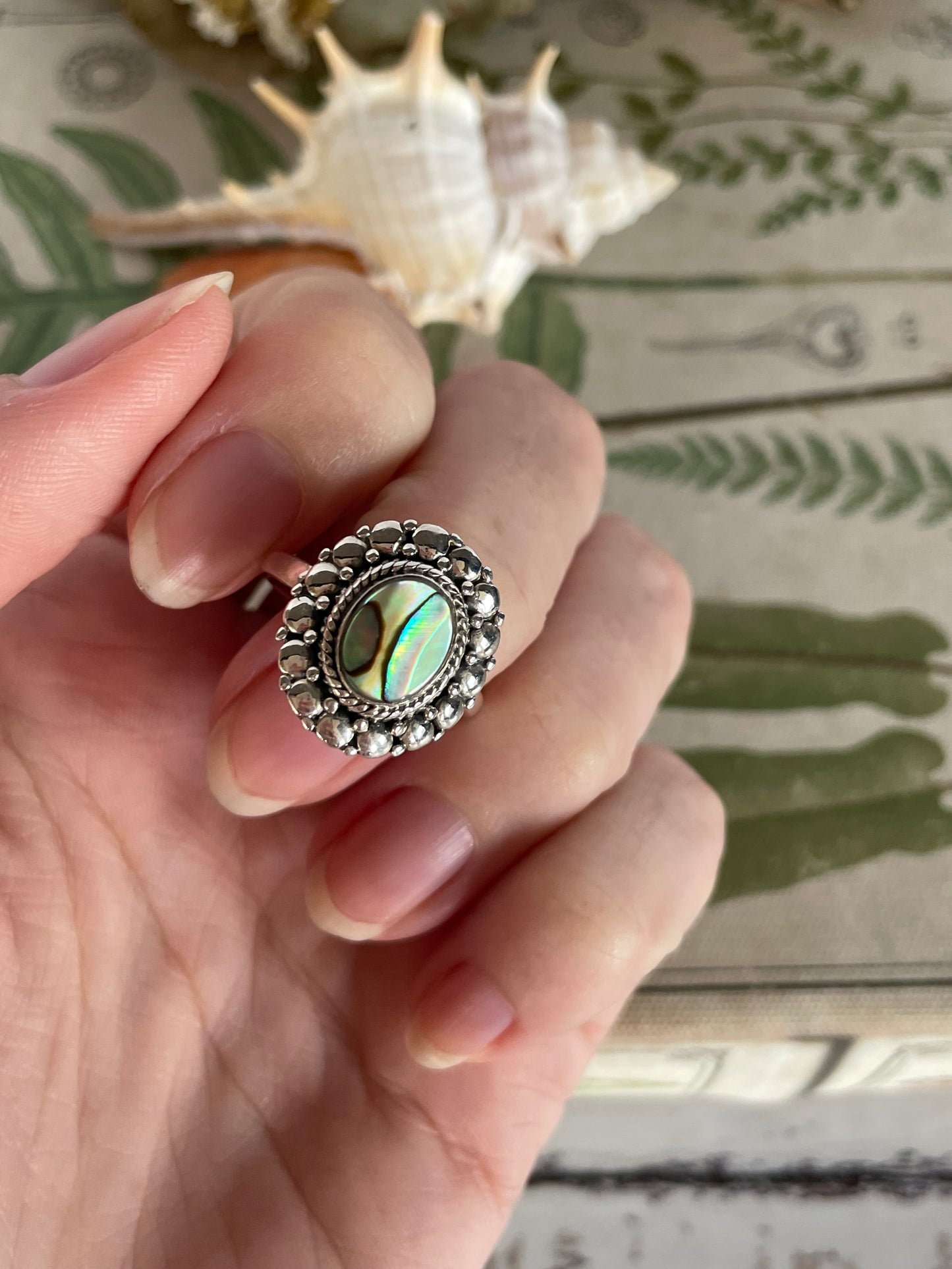 Abalone Shell Silver Ring