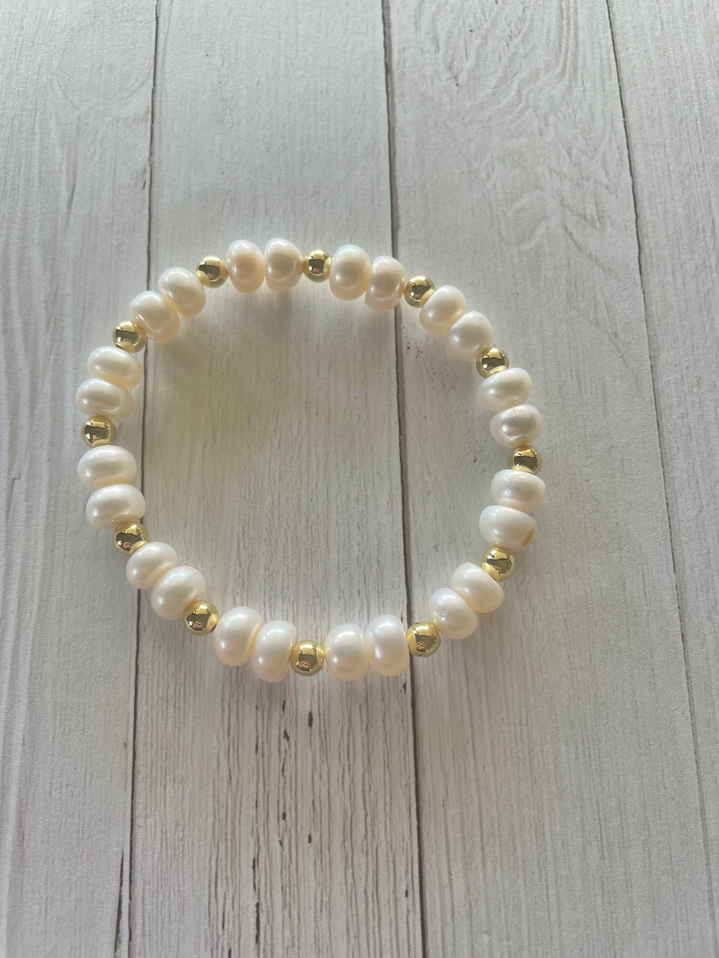 Freshwater Pearl 18k Gold Healing Bracelet