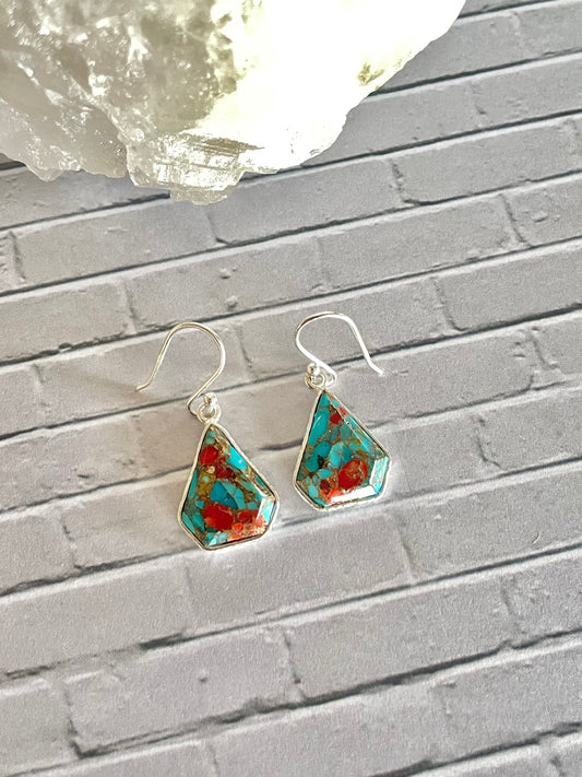 Coral Matrix & Kingman Turquoise Dangles