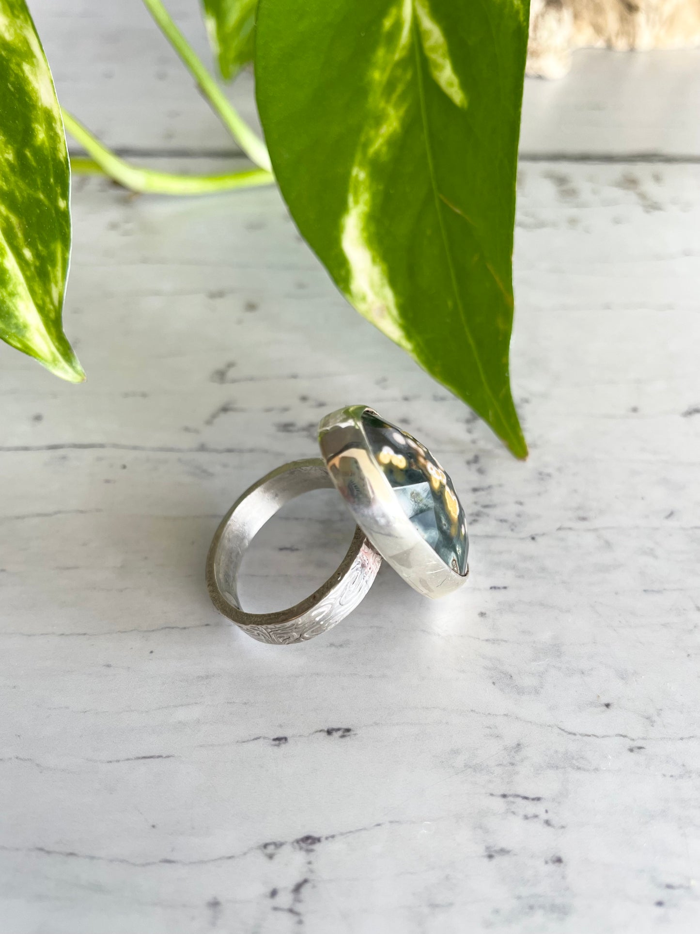 SweetGrass Jasper ~ Ocean Jasper Faceted Ring