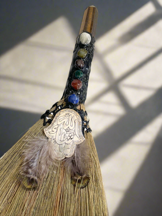 Crystal Feather Besom ~ Tigers Eye