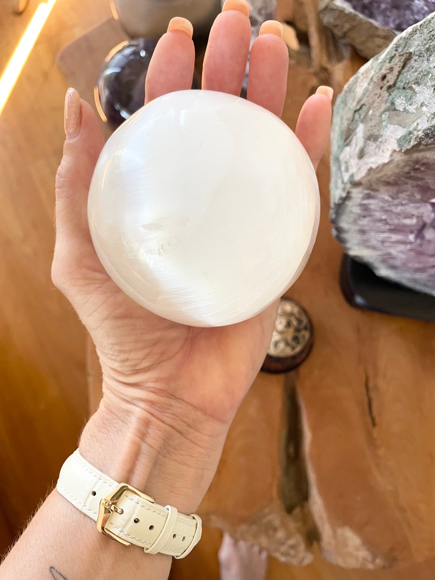 Selenite Sphere Includes Holder