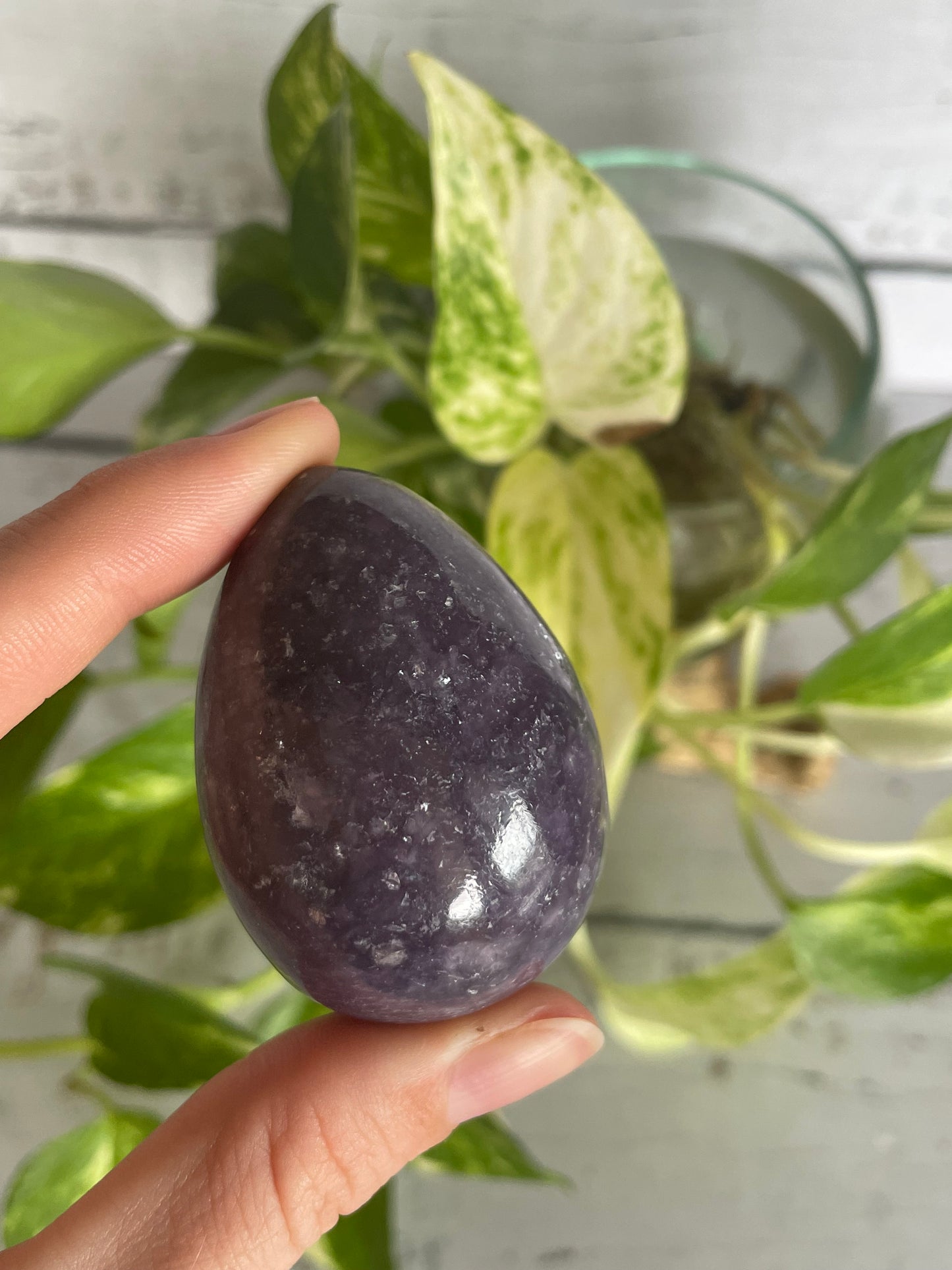 Lepidolite Egg Includes Hematite Ring